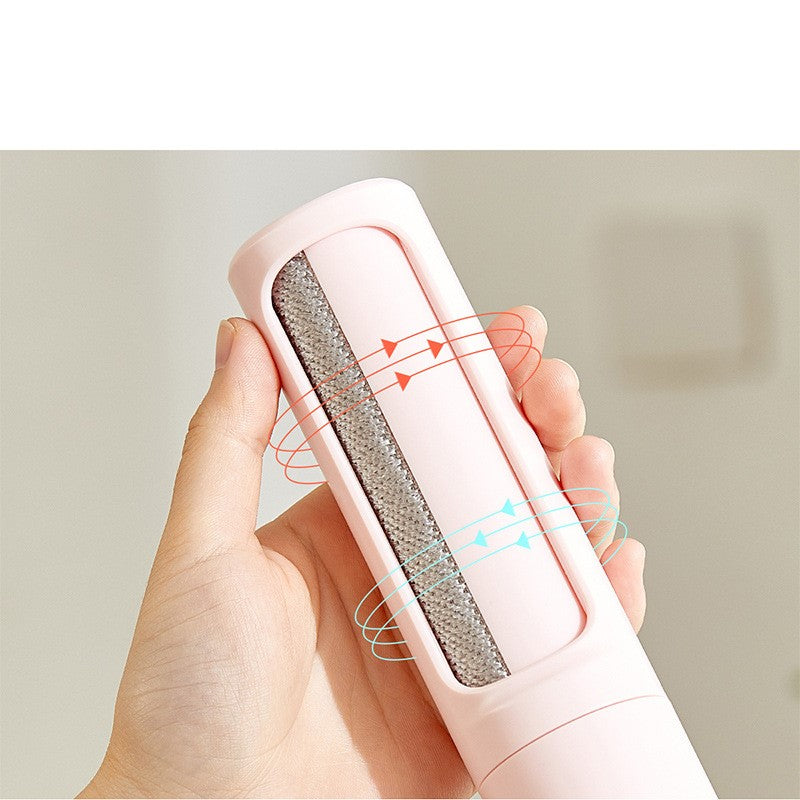 Maroon Asteria 2-in-1 reusable pet hair remover brush and lint roller, portable petcare tool for removing hair and lint.