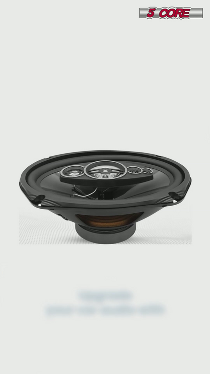 Pair of Start2Finish 5Core 6x9 car speakers with 800W, 4 ohm, 4-way coaxial design and super tweeters for automotive audio.