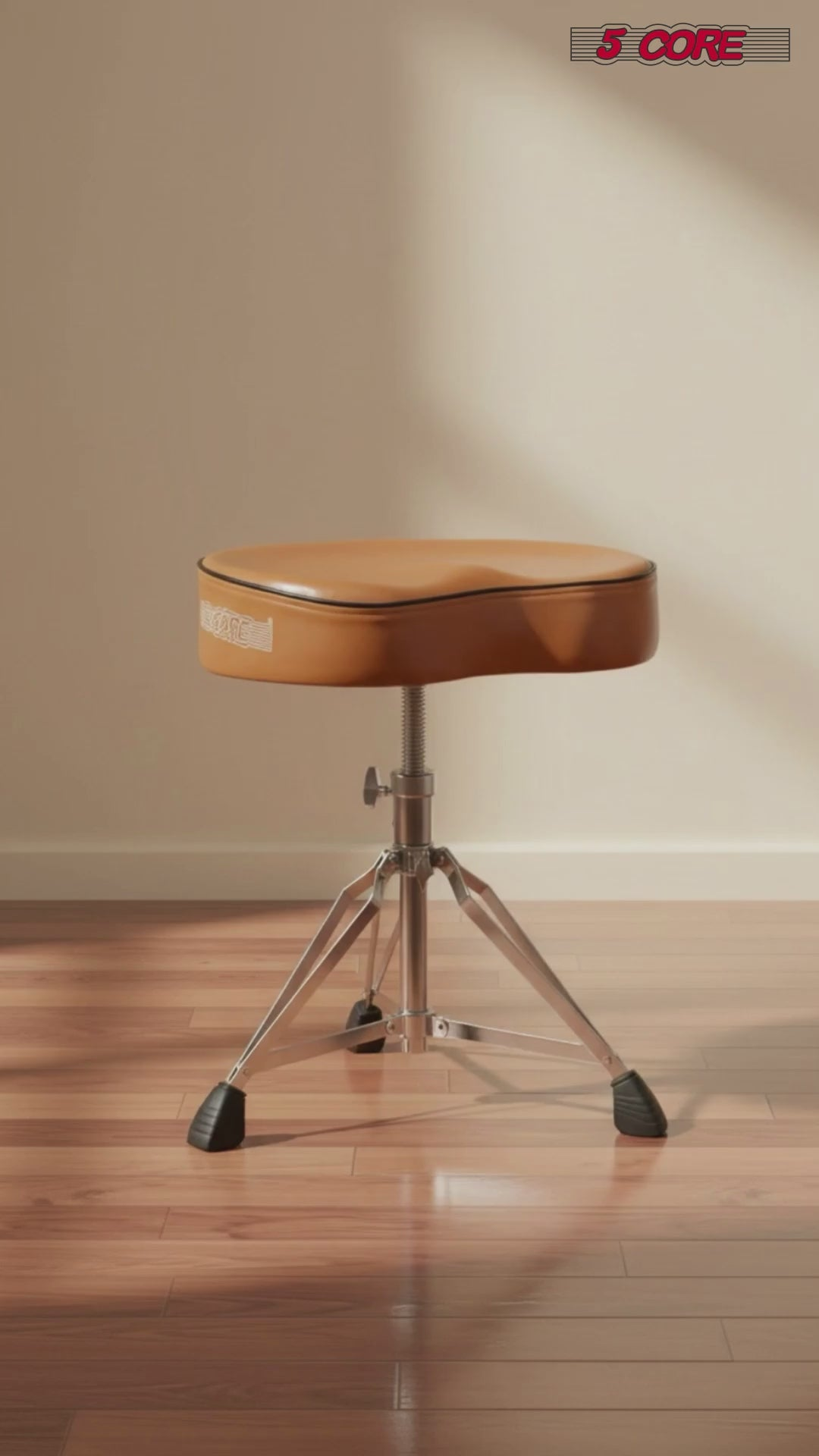Start2Finish 5 Core Drum Throne with 4-inch padded saddle seat, heavy-duty adjustable drumming chair for musicians
