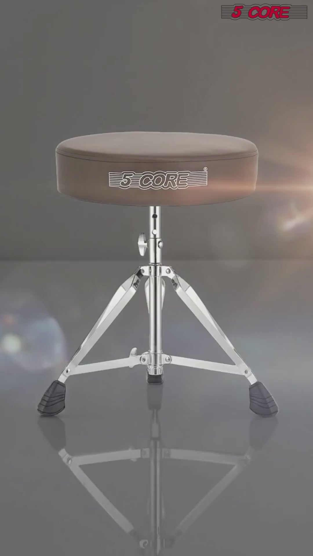 Start2Finish 5 Core Drum Throne with 3-inch padded seat, height adjustable for comfortable drumming practice and performance.
