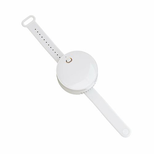 Maroon Asteria portable wrist fan with mirror, leafless design, USB rechargeable, and 3 adjustable speeds for home improvement.