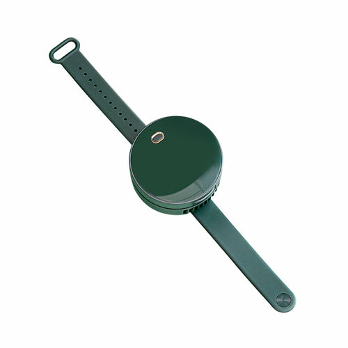 Maroon Asteria portable wrist fan with mirror, leafless design, USB rechargeable, 3-speed settings for home improvement use