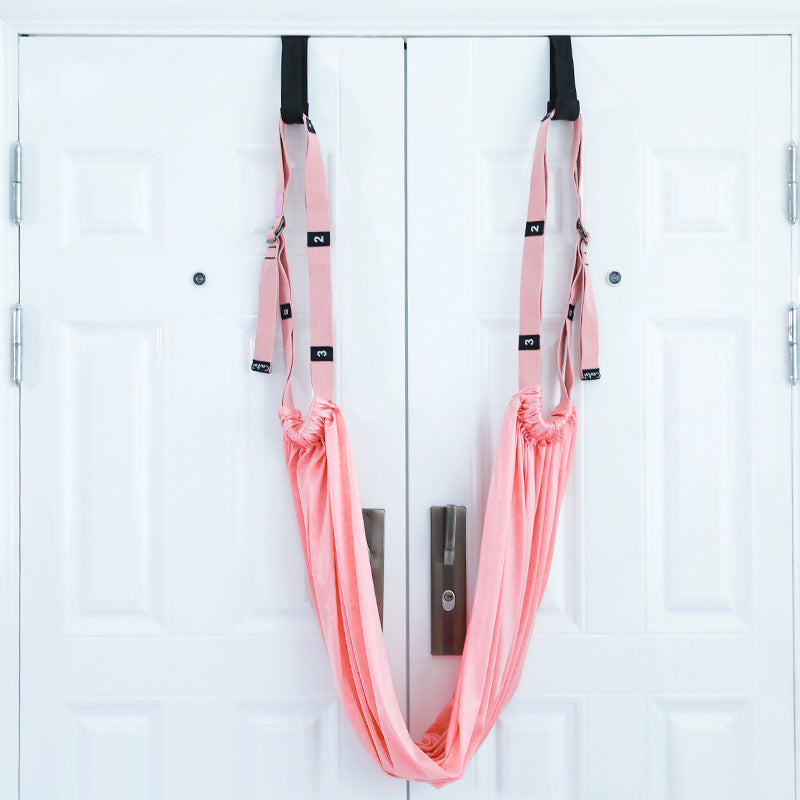 Maroon Asteria fitness hip stretch yoga belt and inverted rope for stretching and flexibility exercises.