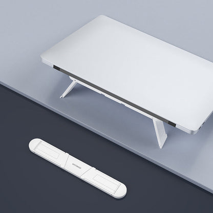 Maroon Asteria foldable laptop stand with non-slip base, portable desktop holder for mobile and laptop accessories.