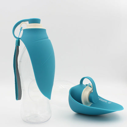 Maroon Asteria portable pet water dispenser and feeder, leak-proof design for convenient pet hydration on the go.