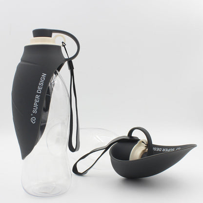 Maroon Asteria portable pet water dispenser and feeder, leak-proof design, ideal for pet care on the go.