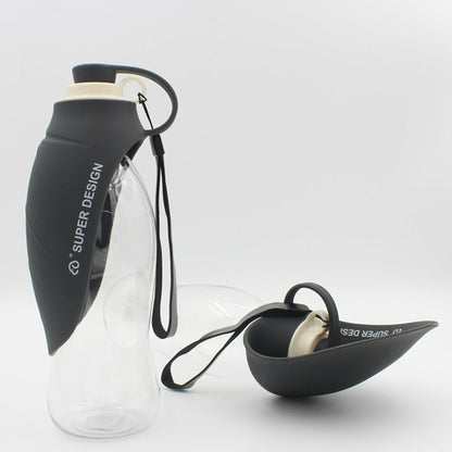 Maroon Asteria portable pet water dispenser and feeder, leak-proof design for convenient pet hydration and feeding on the go.