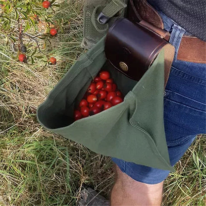 Maroon Asteria hiking portable folding waist bag, camping berry storage bag with adjustable strap and multiple compartments.