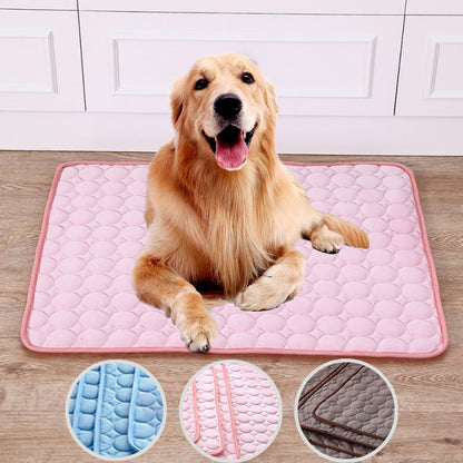 Maroon Asteria pet summer cooling pad made of ice silk, designed as a portable bed for cooling comfort.