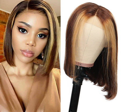 Carmine Juneberry EternaWave Wig Bob with real hair, showcasing shiny, styled hairstyle on a mannequin head.