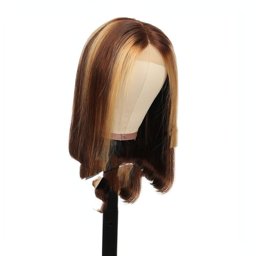 Carmine Juneberry EternaWave wig with a stylish bob cut, made from real hair, showcasing natural waves and smooth texture.