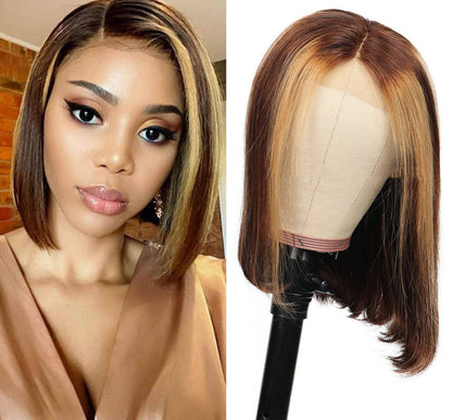 Carmine Juneberry EternaWave wig with a sleek bob style made of real hair, showcasing smooth, shiny hair with natural waves.