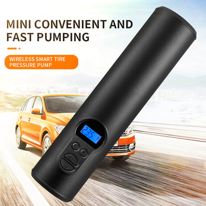Maroon Asteria cordless portable tire inflator with digital air pump and air hose for automotive tire inflation.