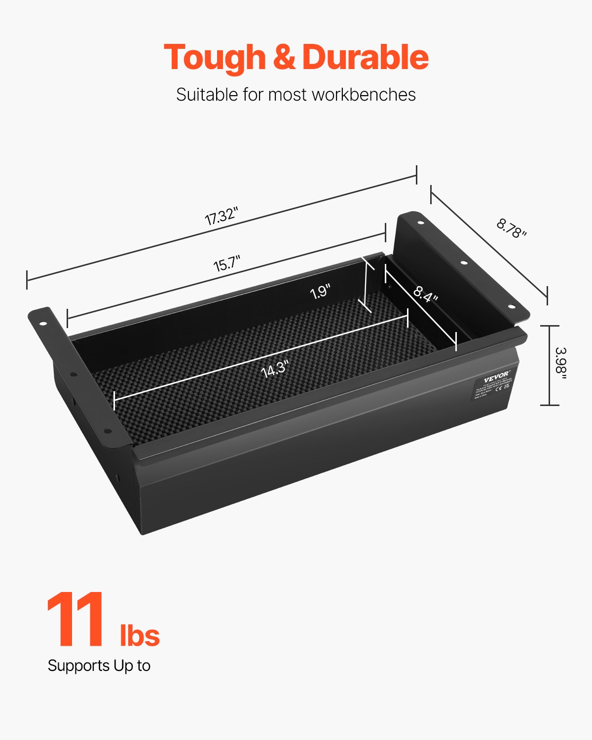 Start2Finish VEVOR 16-inch under desk drawer slide-out organizer with hidden desktop storage for office or home workstation.