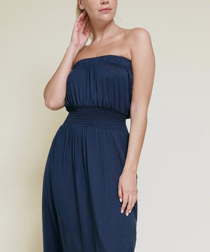 Knee-length bamboo tube dress for women by Jade Icarus, featuring a fitted sleeveless design in natural bamboo fabric.