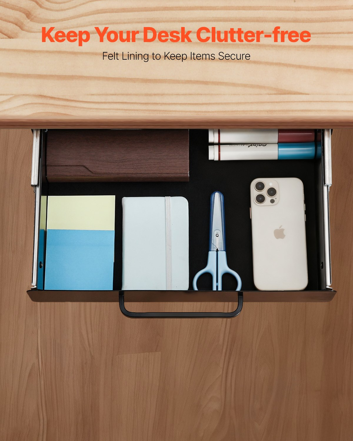 Start2Finish VEVOR 13-inch wide under desk drawer slide out with hidden desktop storage and pull-out organizer for office or home.