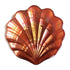 Set of 4 White Zeus scallop shell copper canapé plates, 5.5 inches, ideal for serving appetizers in home and garden settings.