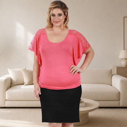 Scarlet Leek instantfigure plus size short pencil skirt for women, showcasing a fitted design and stylish silhouette.
