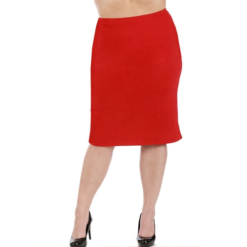 Scarlet Leek InstantFigure Curvy Plus Size red short pencil skirt, form-fitting women&
