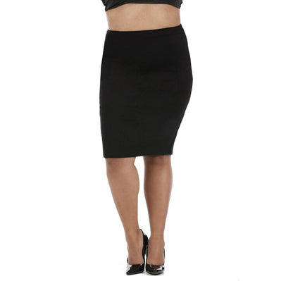 Black Scarlet Leek InstantFigure Curvy Plus Size short pencil skirt, fitted women&