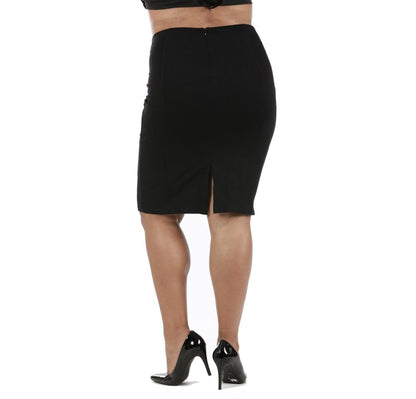 Black Scarlet Leek InstantFigure Curvy Plus Size Short Pencil Skirt, form-fitting women&
