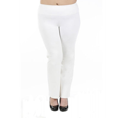 Scarlet Leek InstantFigure Curvy Plus Size Ivory wide-leg straight pants, women&