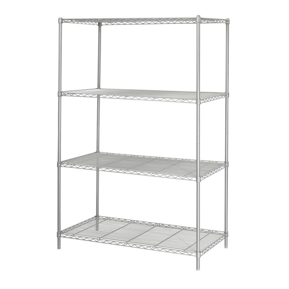 Start2Finish Safco industrial wire shelving unit, 48" x 24" x 72", black powder-coated steel with four adjustable shelves.