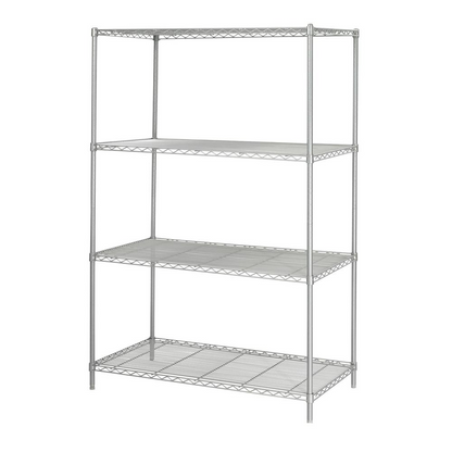 Start2Finish Safco industrial wire shelving unit, 48" x 24" x 72", black powder-coated steel with four adjustable shelves.
