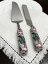 Start2Finish floral cake cutting knife and server set with mint meenakari work, elegant home serving tools with intricate design