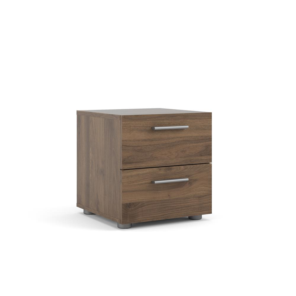 Austin 2 Drawer Walnut Nightstand by Start2Finish with sleek wood finish and modern design, featuring two spacious drawers.