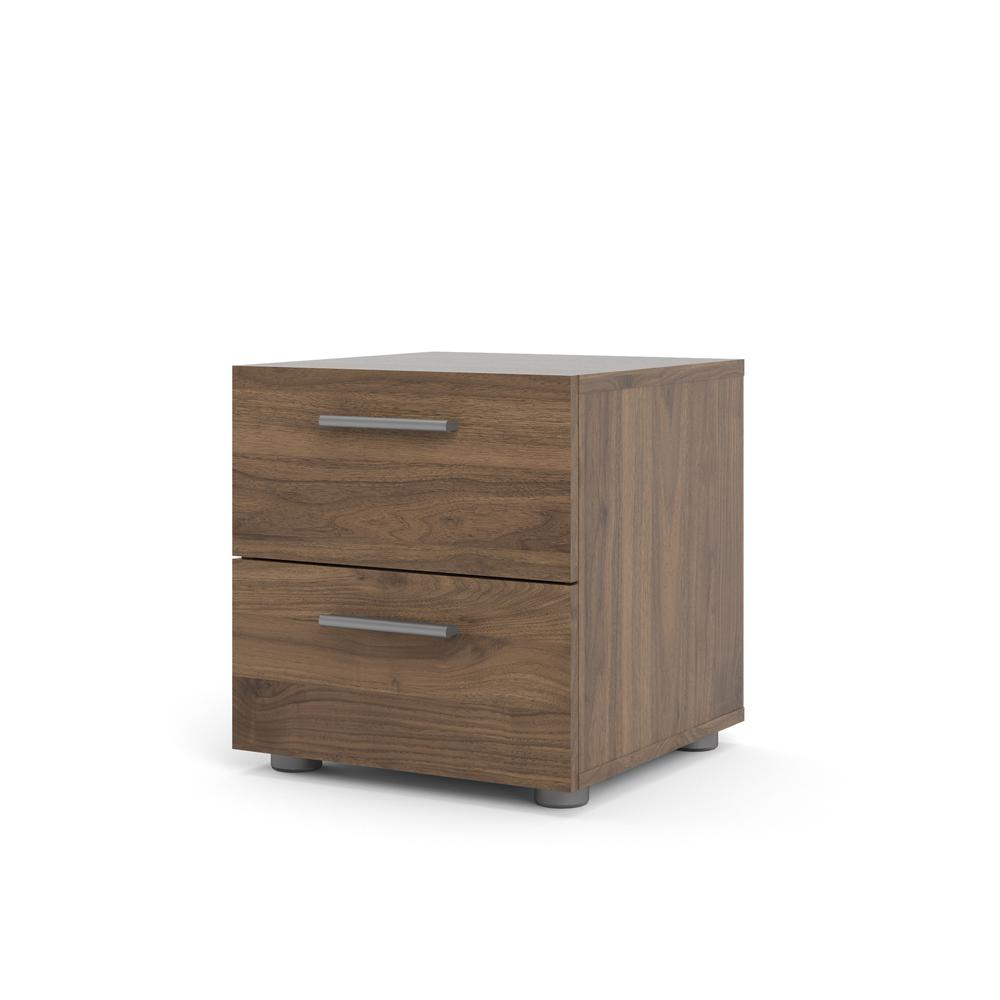 Austin 2 Drawer Walnut Nightstand by Start2Finish with sleek design and two spacious drawers for bedroom storage.