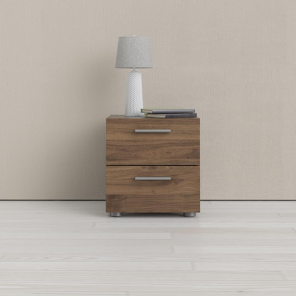 Austin 2 Drawer Walnut Nightstand by Start2Finish showing wood grain, two drawers, and sleek modern design.