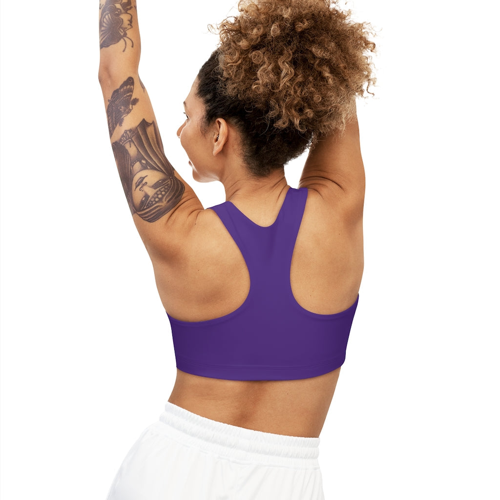 Women’s The Humanity Sport Bra and Hosea Artista Collaboration by Erin Theia, featuring stylish activewear with vibrant art design.