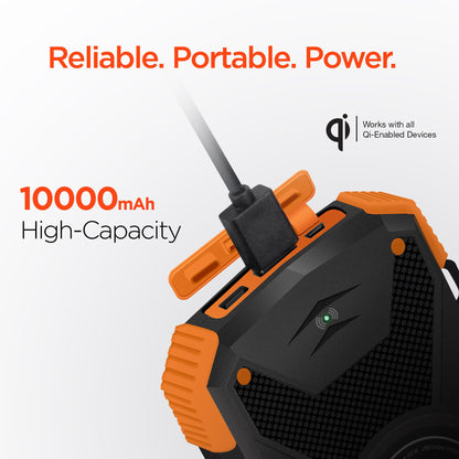 Sky Iapetus HyperGear Solar 10,000mAh wireless power bank for mobile and laptop charging, with solar panel and USB ports.