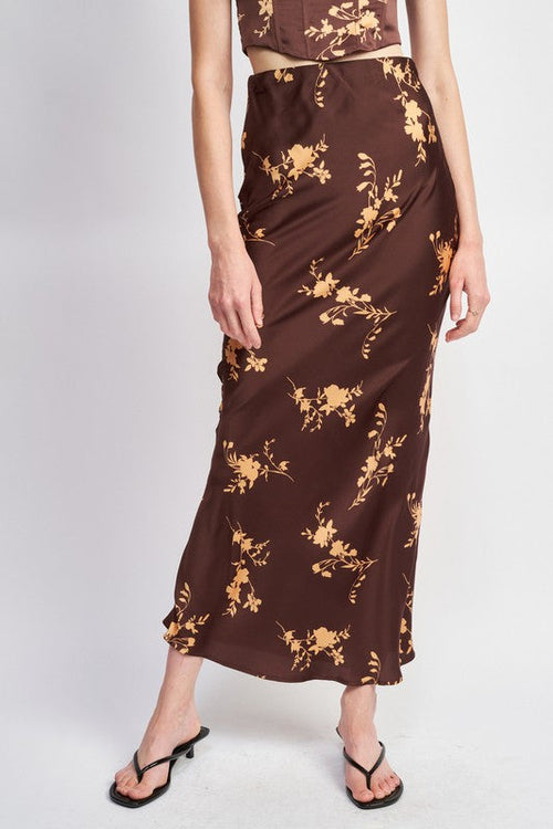 Automotive Jade Icarus high waist bias cut maxi skirt, showcasing flowing fabric and elegant design details.
