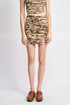 High-waisted mini skirt with slit by Jade Icarus, shown in a stylish fit, perfect for women’s fashion.