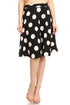 Polka dot printed high waisted knee length skirt for women by Jade Icarus, featuring a stylish and comfortable design.