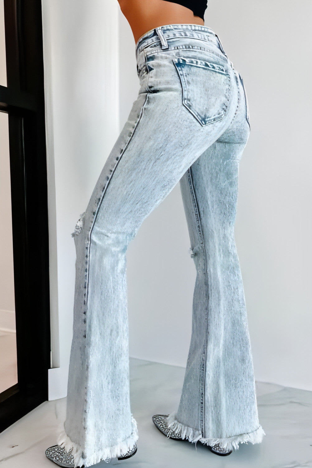 Carmine Juneberry UrbanEase™ high-waist ripped denim jeans with distressed details and classic five-pocket design.
