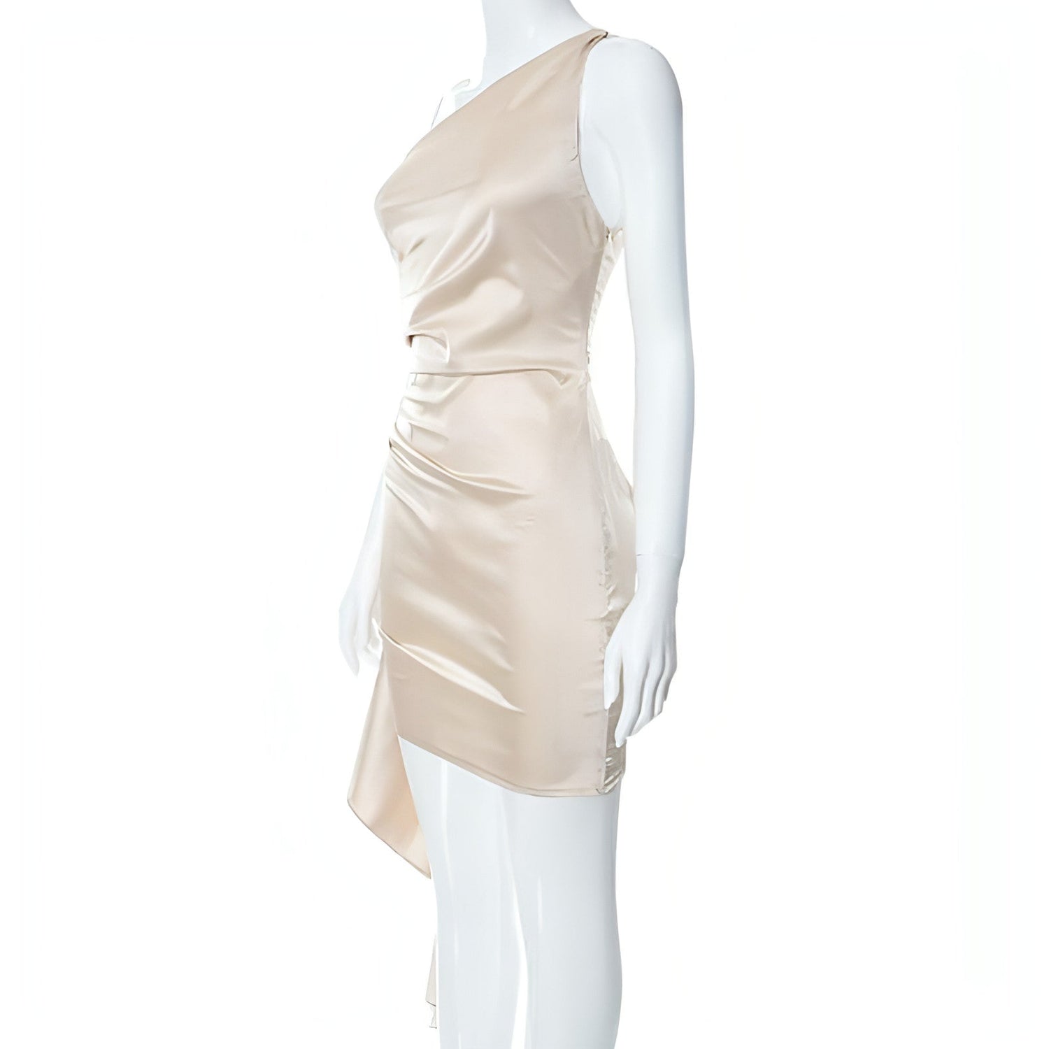 Carmine Juneberry sleeveless slim fit crossbody dress in a sleek, modern design, perfect for stylish daytime wear.