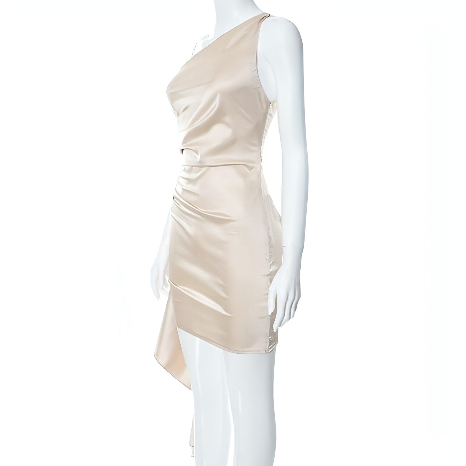 Carmine Juneberry sleeveless slim fit crossbody dress in a sleek, modern design, perfect for stylish daytime wear.