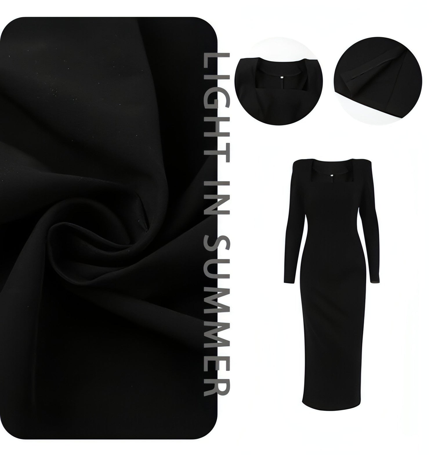 Carmine Juneberry long skirt with a square neckline and slim fit, shown in a stylish and elegant design.
