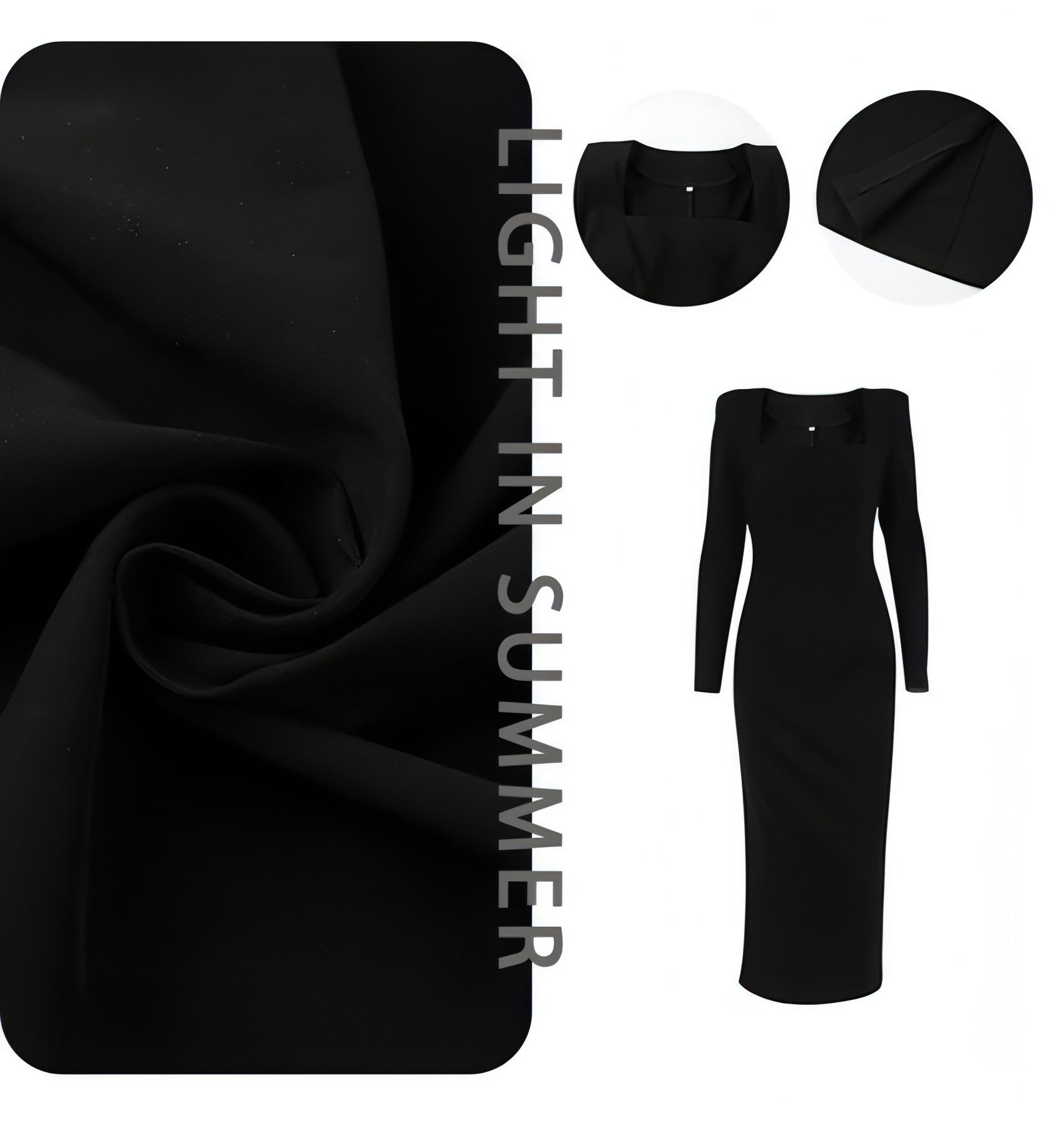 Carmine Juneberry long skirt with a square neckline and slim fit, shown in a stylish and elegant design.