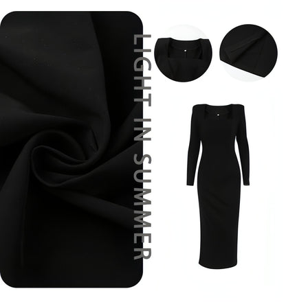 Carmine Juneberry long skirt with a square neckline and slim fit, shown in a stylish and elegant design.
