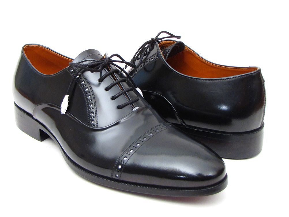 Black Paul Parkman Captoe Oxford dress shoes by Ruby Ophion, featuring polished leather and classic lace-up design.