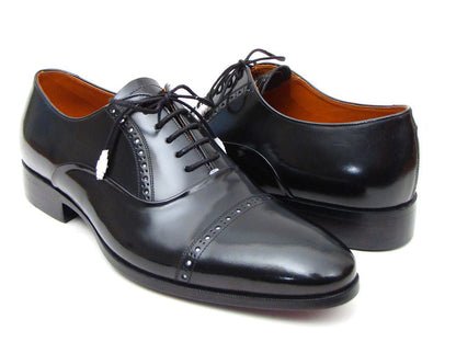 Black Paul Parkman Captoe Oxford dress shoes by Ruby Ophion, featuring polished leather and classic lace-up design.
