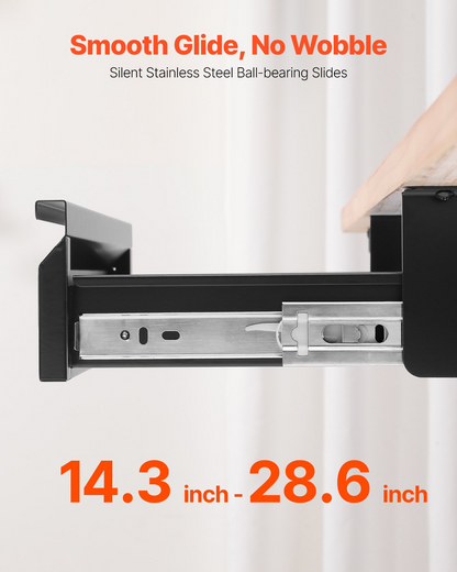 Start2Finish VEVOR 16-inch under desk drawer slide-out, hidden desktop storage organizer for office or home workstation.