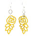 Red Sunflower Leafed Blossom Rose Earrings featuring detailed rose and leaf design, hanging gold-tone earrings for elegant style.