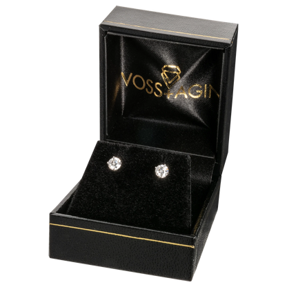 Start2Finish 1.00 CTW lab-grown diamond stud earrings in 14k gold overlay with G/VS quality, showcasing sparkling diamond studs.