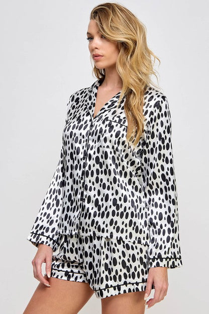 Women’s Dalmy Pajama Set by Jade Icarus, featuring soft fabric and relaxed fit, perfect for comfortable sleepwear.