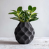 Geometric 3D printed modern vase with dried flowers, faceted design for stylish home decor by Start2Finish.